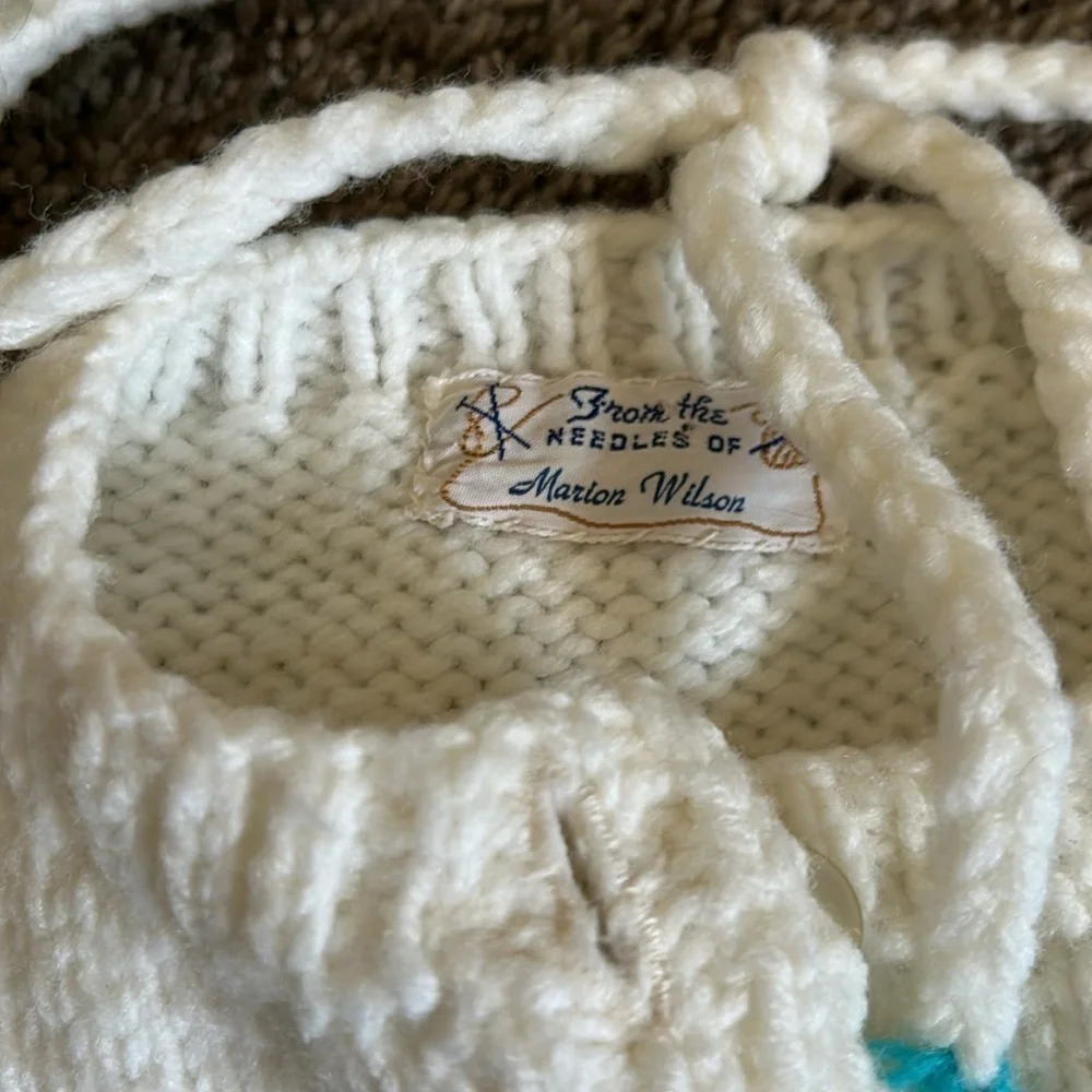 Vintage Knitted Baby Sweater and Hat